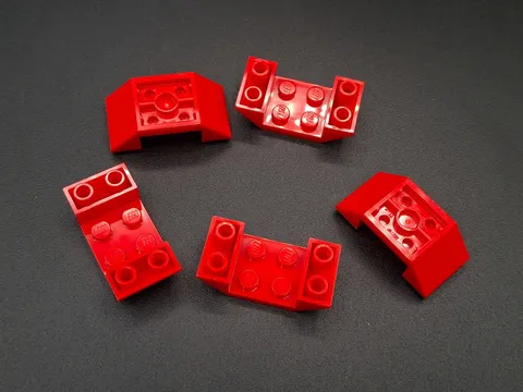 LEGO - 5x - Modified Brick - Slope - 45 4x2 Double - Red - Red - 4871
