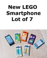 New LEGO Smartphone Lot of 7 Printed Phones Unique Shopping Gold Card Map Game