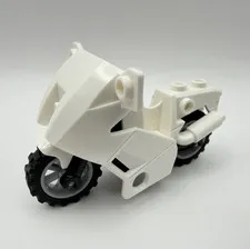 LEGO Motorcycle Vehicle Part 52035 - White Fairing,Black Frame,Gray Wheels