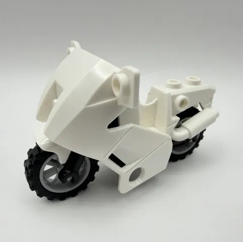 LEGO Motorcycle Vehicle Part 52035 - White Fairing,Black Frame,Gray Wheels