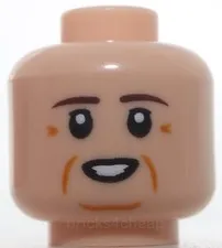 Lego Head Dark Brown Eyebrows Medium Nougat Wrinkles Cheek Lines Chin Dimple