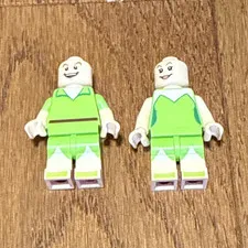 LEGO Minifigure Lot of 2 - Green Outfits, White Legs (No Hair/Headgear)