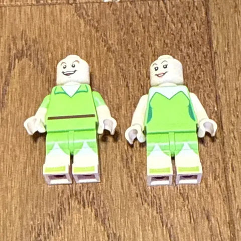 LEGO Minifigure Lot of 2 - Green Outfits, White Legs (No Hair/Headgear)
