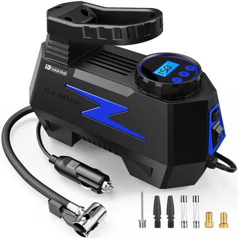 Fadakwalt Tire Inflator Portable Air Compressor Dc 12V Tire Air Pump Led And