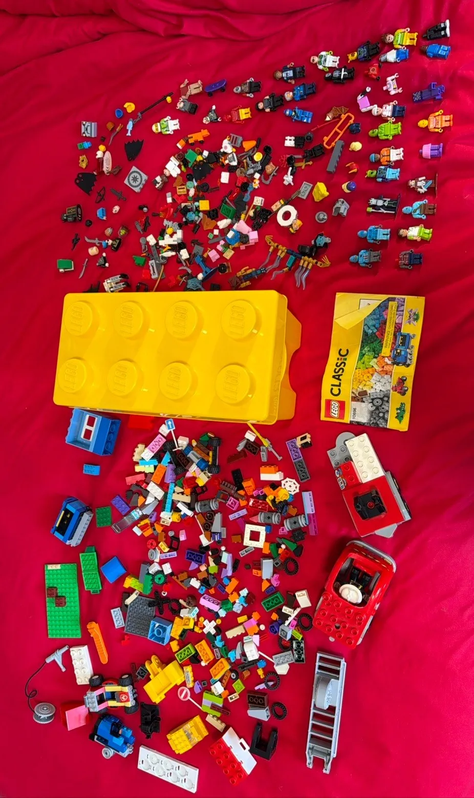 LEGO Classic Large Storage Box w/ Mixed Bricks Minifigures & Parts Lot