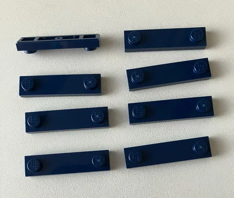 Lego 8x NEW Plate Modified 1x4 with 2 Studs with Groove DARK BLUE #41740