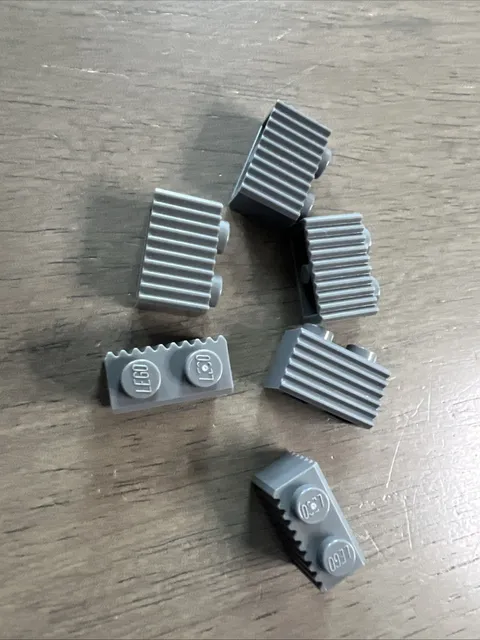 LEGO 2877 Brick, Modified 1 x 2 with Grille / Fluted Profile 6 Pieces
