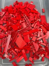 1 lb. Bulk Mixed Red Legos - standard blocks and unique pieces (Lot B)