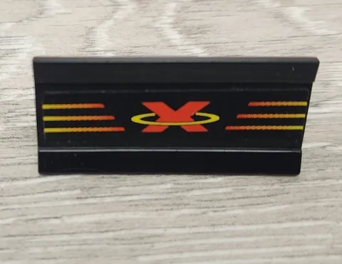 Lego 2440pb001 Black Vehicle Spoiler Plow Blade 6x3 Red Yellow Extreme Team Logo