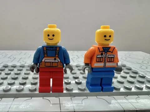 LEGO City 2 Construction Worker Minifigures - Mechanic Overalls + Orange Vest