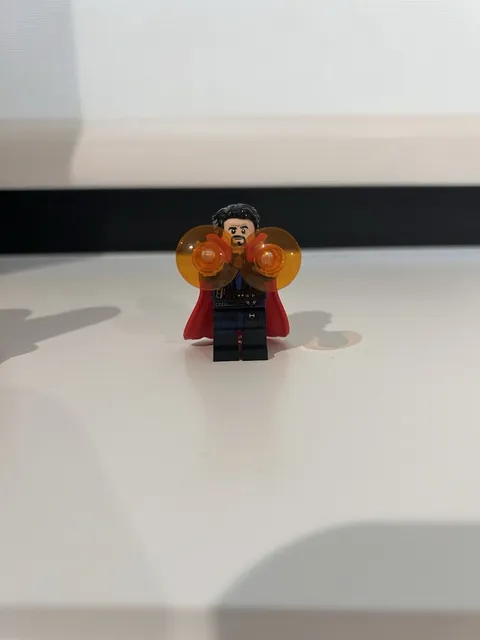 LEGO Minifigure Black Outfit with Red Cape & Orange Translucent Accessories