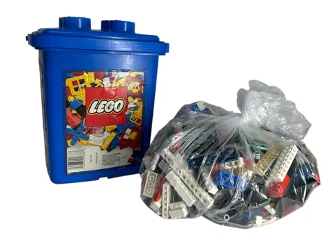 Vintage 1991 Lego Storage Container  With 3 Pounds Random Lego Pieces Blocks Lot
