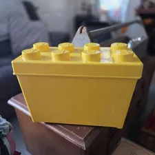LEGO Yellow Storage Brick Stackable Plastic Container with Lid.