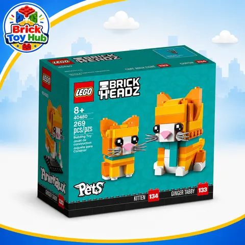 LEGO BrickHeadz 40480 Ginger Tabby Cat & Kitten Pets New Sealed Retired 269 pcs