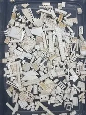 1 lb. Bulk Mixed White Legos - standard blocks and unique pieces (Lot L)