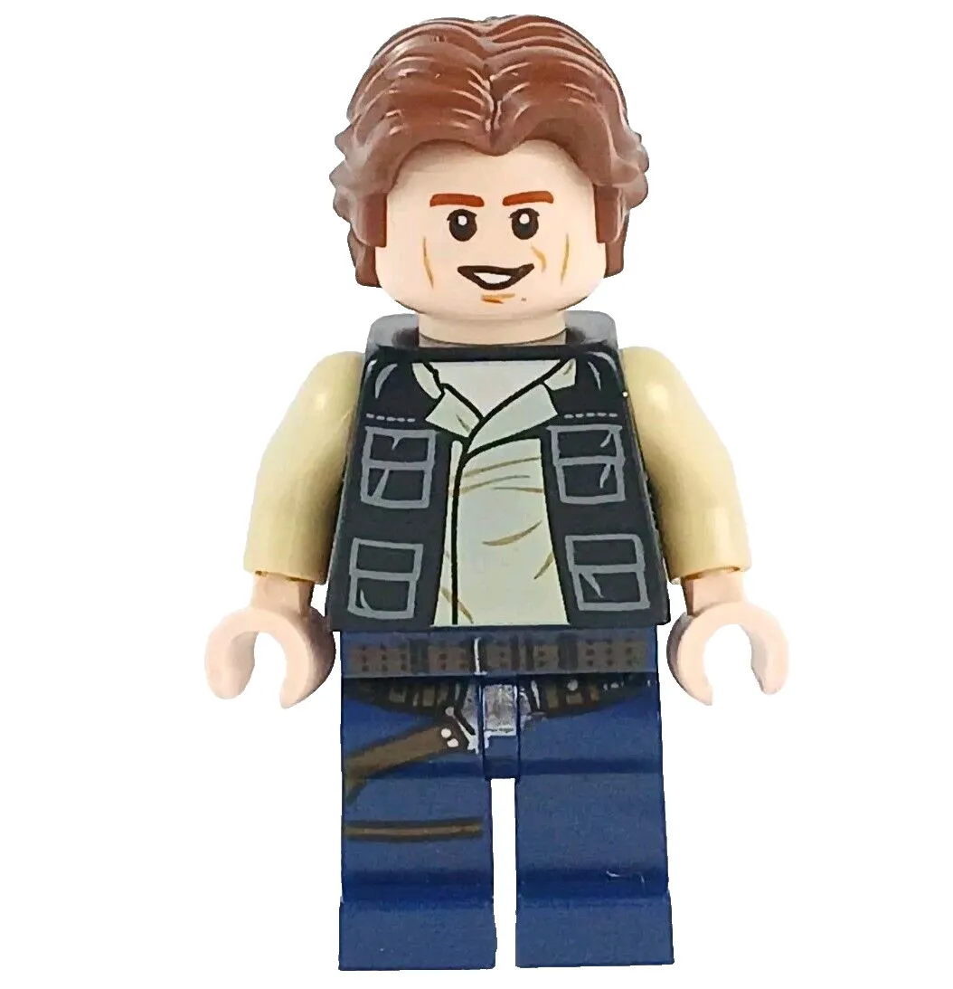 LEGO HAN SOLO Minifigure Vest with Pockets Dark Blue Legs Wavy Hair sw0771