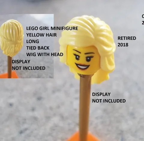 LEGO Minifigure Girl Yellow Hair Long Tied Back Wig With Head