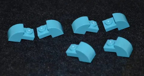 6 ~ 1x2x2/3 Medium Azure (Blue) Half Rounded Top Bow Bricks ~ New Lego Parts ~