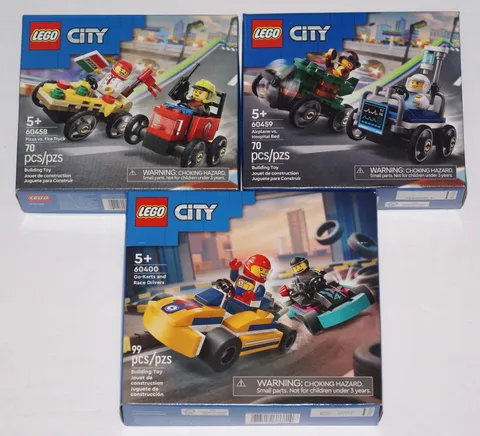 LEGO 60459 Airplane/ Hospital Bed + 60458 Pizza/ Fire Truck + 60400 Go Carts NEW