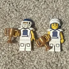 LEGO Football Player Minifigure from 8833 Series 8 Lot of 2 White Uniform #12