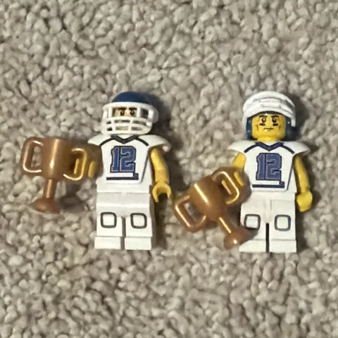 LEGO Football Player Minifigure from 8833 Series 8 Lot of 2 White Uniform #12