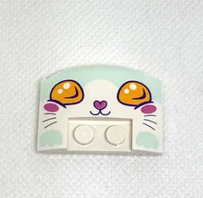 LEGO Parts - White Cat Face Wedge 3 x 4 x 2/3 Triple Curved 93604pb010 QTY 1