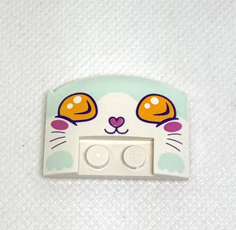 LEGO Parts - White Cat Face Wedge 3 x 4 x 2/3 Triple Curved 93604pb010 QTY 1