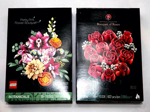 Lego Botanical Collection Lot - Bouquet of Roses + Pretty Pink Flower Bouquet