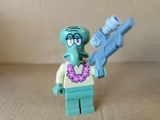 LEGO SpongeBob Squidward Minifigure Bob035 Pink Lei with Star Wars Blaster Gun