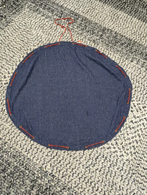 Vintage Lego Play Mat Blue Denim Drawstring Storage Bag Carry Sack Round
