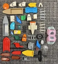 LEGO parts lot: boats, rafts, helicopters, plane elements ~ 40 pieces