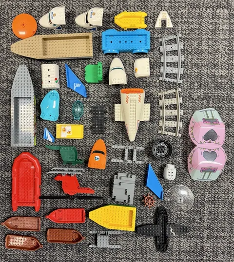 LEGO parts lot: boats, rafts, helicopters, plane elements ~ 40 pieces
