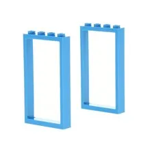 2x LEGO Door Frame 1x4x6 Blue Without Pane House Window 6262960 60596