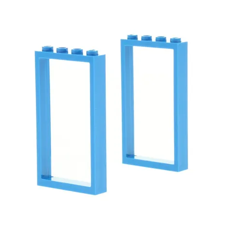 2x LEGO Door Frame 1x4x6 Blue Without Pane House Window 6262960 60596