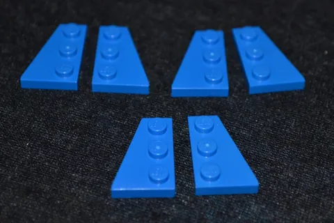 (6 - [3 pair]) 2x3 Blue Corner / Wing Plate Bricks ~ New Lego Parts ~