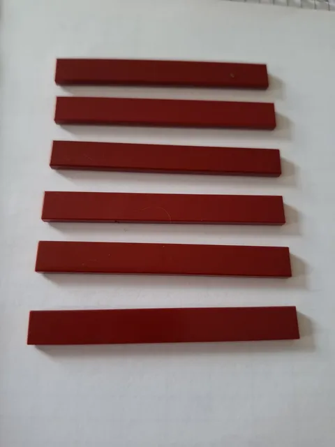 No 368.   6x Lego Tile 1x8.  4162 Red Brown