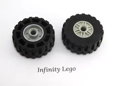 5 LEGO Tires 37 x 14 Off-Road Wheel Light Bluish Grey Rims Hub Pin Hole (35578)