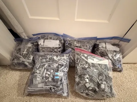 6 HUGE gallon Bags Of Grey Lego Brand- Great Condition- Used