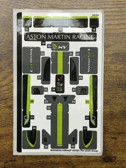 LEGO STICKER SHEET for 76910 Aston Martin Vantage GT3, New. 