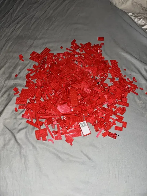 LEGO Red Bulk Lot 2 lbs Bricks Plates Slopes Modern Parts MOC City Building