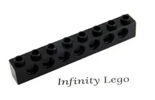 6 LEGO Technic Black Brick 1 x 8 with Holes Lift-arm (3702) - 6 Pieces
