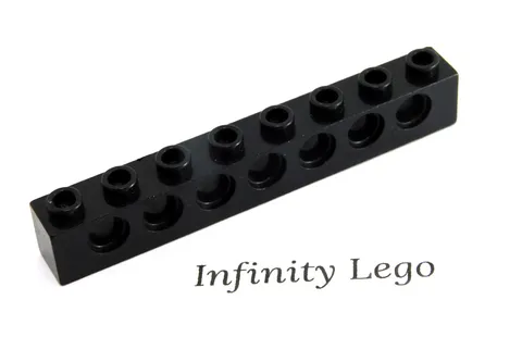 6 LEGO Technic Black Brick 1 x 8 with Holes Lift-arm (3702) - 6 Pieces