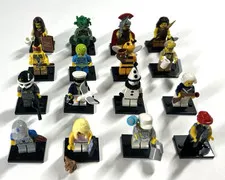 LEGO Minifigures Series 10 - 71001 Complete Set of 16 Retired Display Plate 2013