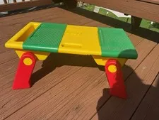 Vintage 1994 LEGO Folding Lap Activity Table Storage Green Baseplates Portable
