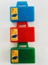 Lot of 3 LEGO Sorting Cases to Go Travel Box Organizing Dividers Red Blue Green