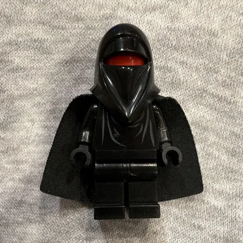 LEGO Minifigure Black Hooded Helmet with Black Cloth Cape, Plastic/Fabric