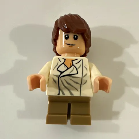 LEGO Star Wars Han Solo Minifigure Brown Hair White Jacket Tan Legs