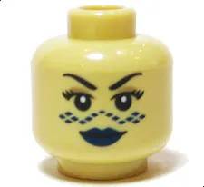 LEGO Minifigure, Head Female Black Eyebrows, Eyelashes, Dark Tan Eye 3626pb0410
