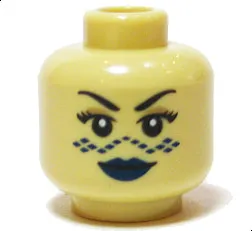 LEGO Minifigure, Head Female Black Eyebrows, Eyelashes, Dark Tan Eye 3626pb0410