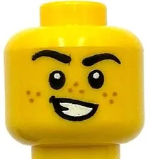 Lego New Yellow Minifigure Head Dual Sided Black Eyebrows Medium Nougat Freckles